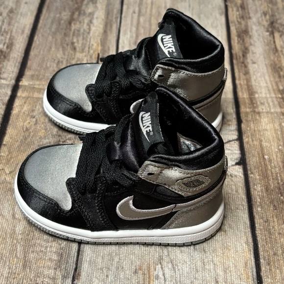 Nike TD Air Jordan 1 Retro High OG Satin Shadow Black Grey FD5305-010 Size 5C main image 8